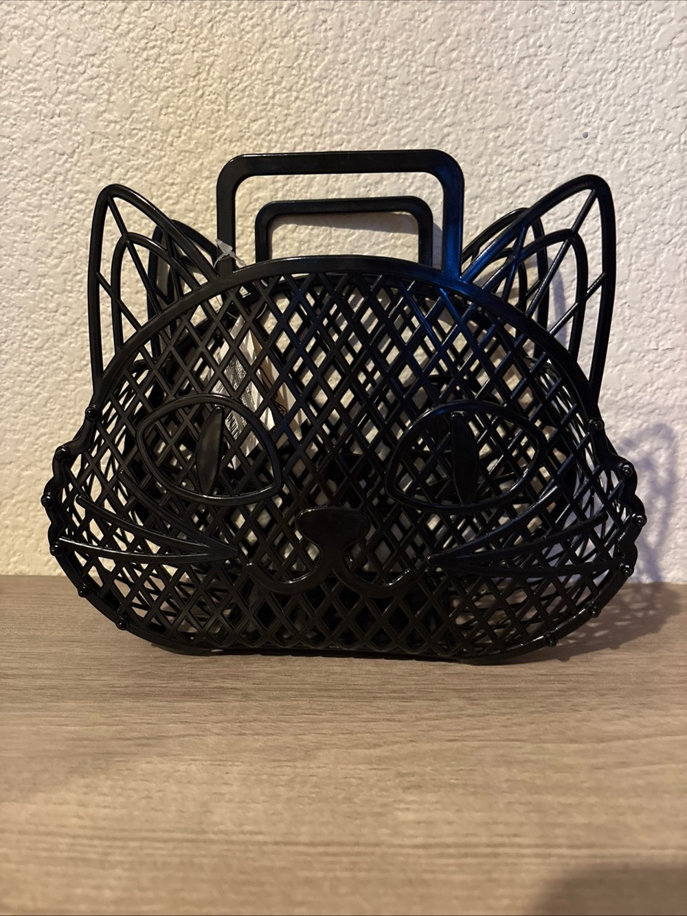 Black Cat-Shaped Woven Tote Bag mini tote bag